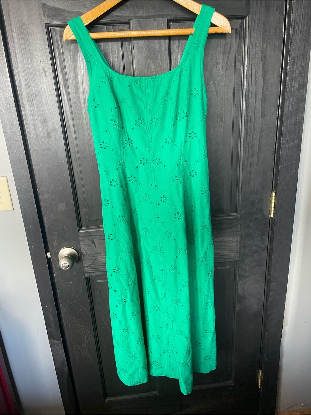 J Crew- Women’s Green Eyelet Sleeveless Midi Dress